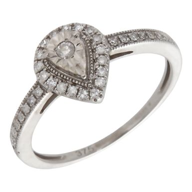 Pre-Owned 9ct White Gold Diamond Pear Cluster Ring