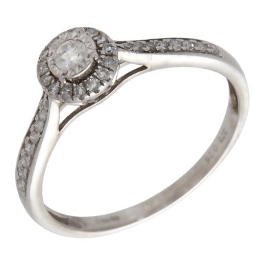 Pre-Owned 9ct White Gold 0.25ct Diamond Halo Cluster Ring