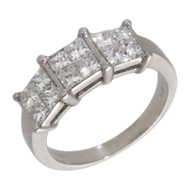 Pre-Owned 18ct White Gold Princess Cut Diamond Cluster Ring