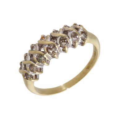 Pre-Owned 9ct Gold 0.50ct Diamond 2 Row Kiss Dress Ring