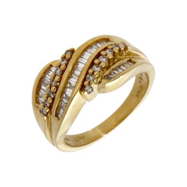 Pre-Owned 18ct Yellow Gold 0.50ct Mixed Cut Diamond Wave Ring