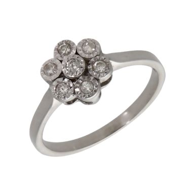 Pre-Owned 9ct White Gold 0.10ct Diamond Cluster Ring