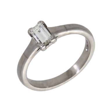 Pre-Owned Platinum 0.40ct Emerald Cut Diamond Solitaire Ring