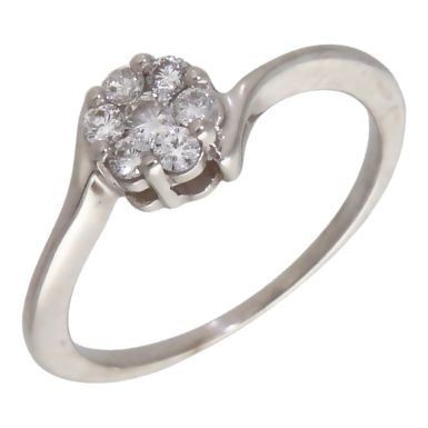 Pre-Owned 9ct White Gold 0.20ct Diamond Cluster Twist Ring