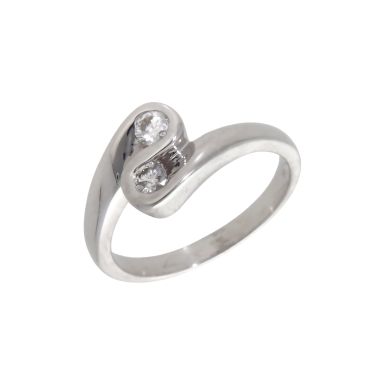 Pre-Owned 9ct White Gold Diamond 2 Stone Twist Ring