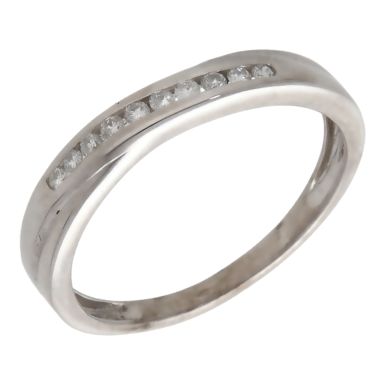 Pre-Owned 9ct White Gold 0.10ct Diamond Crossover Twist Ring