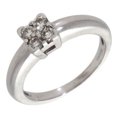 Pre-Owned 18ct White Gold 0.25ct Diamond Square Cluster Ring