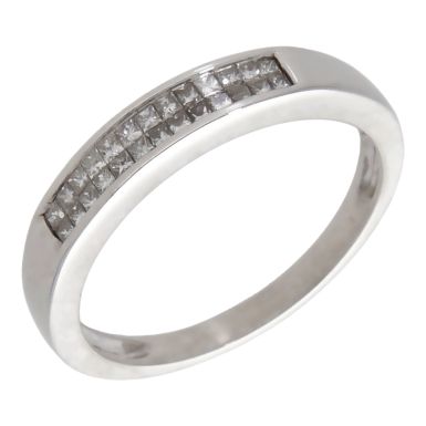 Pre-Owned 18ct White Gold 0.25ct Princess Cut Diamond 2 Row Ring
