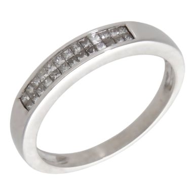 Pre-Owned 18ct White Gold 0.25ct Princess Cut Diamond 2 Row Ring
