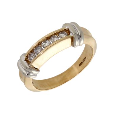 Pre-Owned 9ct Yellow & White Gold 0.25ct Diamond Set Band Ring