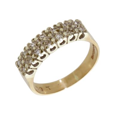 Pre-Owned 9ct Yellow Gold 2 Row Diamond Half Eternity Ring
