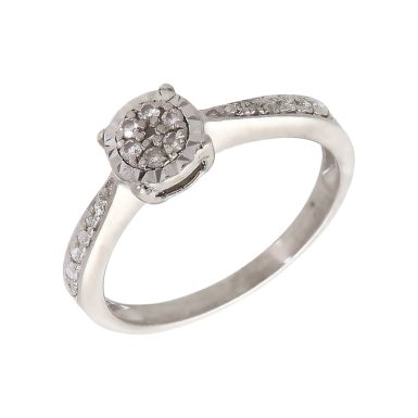 Pre-Owned 9ct White Gold 0.15ct Diamond Cluster Ring
