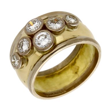 Pre-Owned 18ct Yellow & White Gold 1.14ct Diamond Bubble Ring