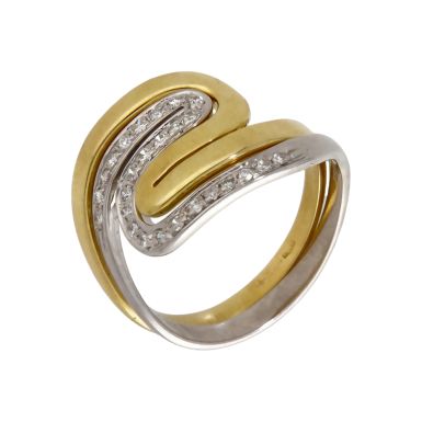 Pre-Owned 18ct Yellow & White Gold Diamond Set Wave Ring Set