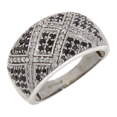 Pre-Owned 9ct White Gold Black & White Pave Diamond Dress Ring