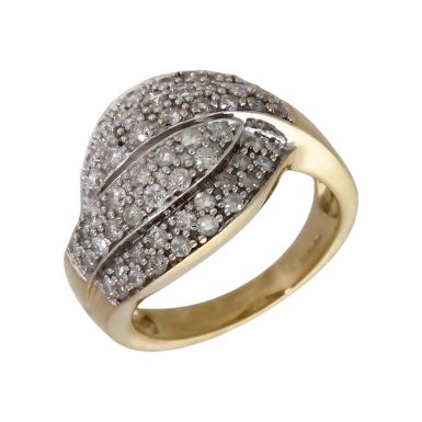 Pre-Owned 9ct Yellow Gold 1.00ct Diamond Wraparound Wave Ring