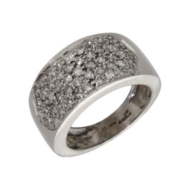 Pre-Owned 9ct White Gold 1.00ct Diamond Wide Domed Band Ring