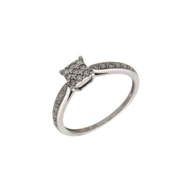 Pre-Owned 9ct White Gold 0.15ct Diamond Square Cluster Ring