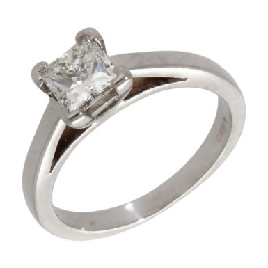 Pre-Owned Platinum 0.59ct Princess Cut Diamond Solitaire Ring