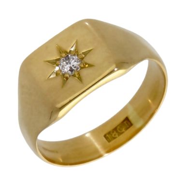 Pre-Owned 18ct Yellow Gold Diamond Signet Ring