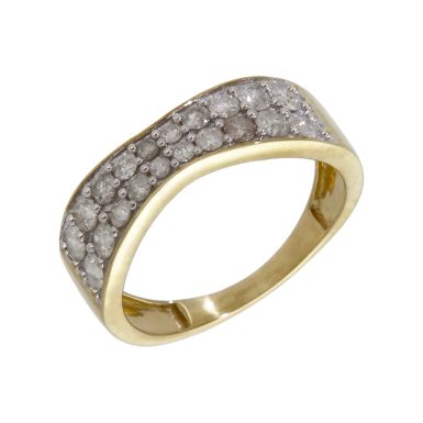 Pre-Owned 9ct Yellow Gold 0.75ct Diamond Wave Shaped Dress Ring