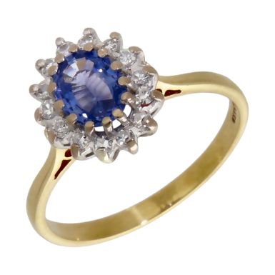 Pre-Owned 18ct Yellow Gold Sapphire & Diamond Cluster Ring