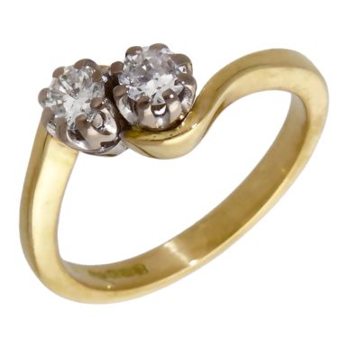 Pre-Owned 18ct Yellow Gold 2 Stone Diamond Twist Ring