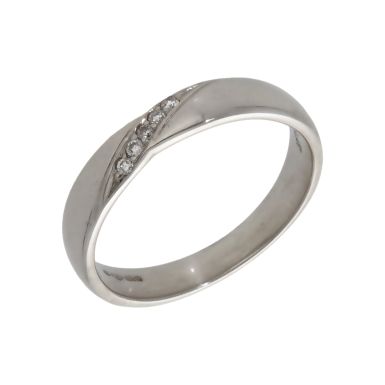 Pre-Owned Platinum Diamond Set Crossover Wave Band Ring