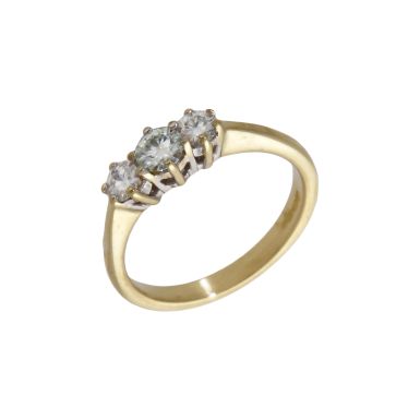Pre-Owned 9ct Yellow Gold Moissanite Trilogy Ring