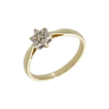 Pre-Owned 9ct Yellow Gold 0.10ct Diamond Cluster Ring