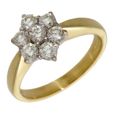 Pre-Owned 18ct Yellow Gold 0.75ct Diamond Cluster Ring