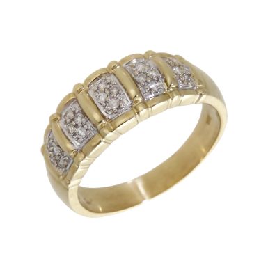 Pre-Owned 14ct Gold 0.25ct Diamond Set Multi Row Dress Ring