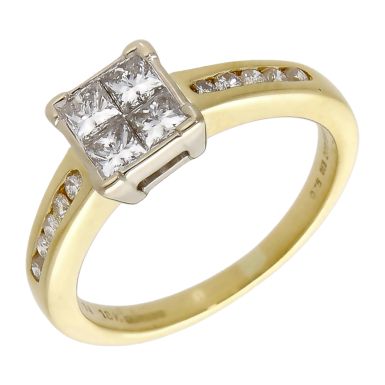 Pre-Owned 18ct Gold 0.75ct Mixed Cut Diamond Cluster Ring