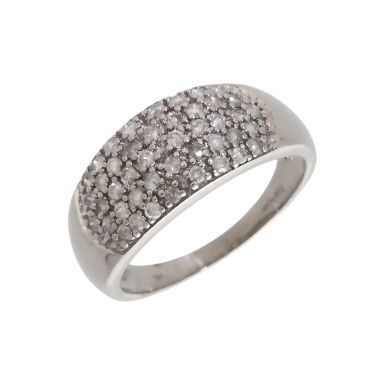 Pre-Owned 9ct White Gold Domed Diamond Multi Row Dress Ring