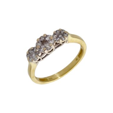 Pre-Owned 18ct Yellow Gold 0.50ct Diamond Triple Cluster Ring