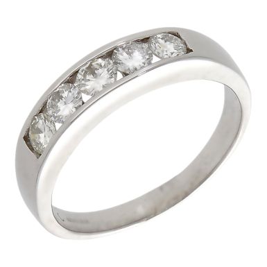 Pre-Owned 18ct White Gold 0.80ct Diamond 5 Stone Eternity Ring
