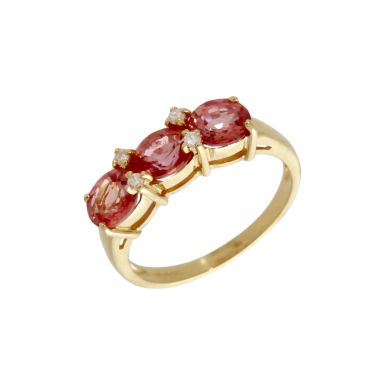 Pre-Owned 18ct Yellow Gold Topaz & Diamond Trilogy Dress Ring