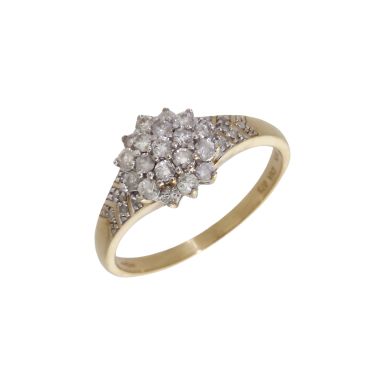 Pre-Owned 9ct Yellow Gold 0.75ct Diamond Cluster Ring