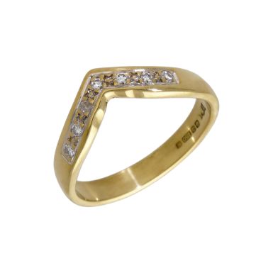 Pre-Owned 18ct Yellow Gold 0.10ct Diamond Half Wishbone Ring