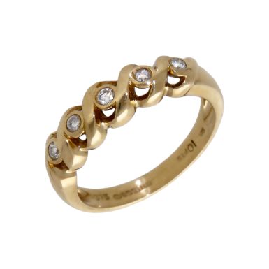 Pre-Owned 9ct Yellow Gold 0.10ct Diamond Wave Eternity Ring