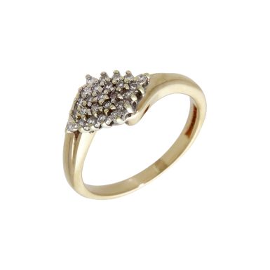 Pre-Owned 9ct Yellow Gold Diamond Cluster Twist Ring