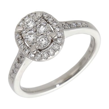 Pre-Owned Platinum 0.40ct Diamond Oval Cluster Ring