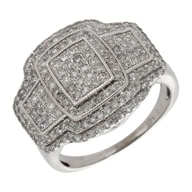 Pre-Owned 18ct White Gold 1.00ct Diamond Cluster Ring