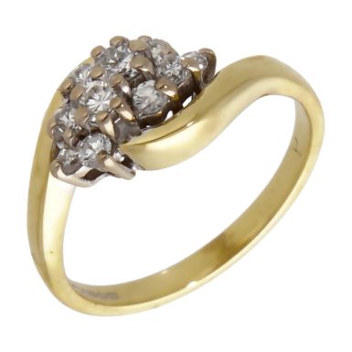 Pre-Owned 18ct Yellow Gold Diamond Cluster Twist Ring