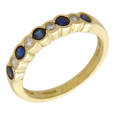 Pre-Owned 18ct Gold Sapphire & Diamond Half Eternity Ring