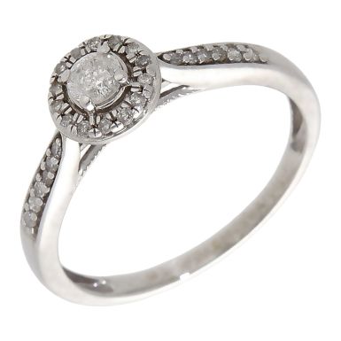 Pre-Owned 9ct White Gold 0.25ct Diamond Halo Ring