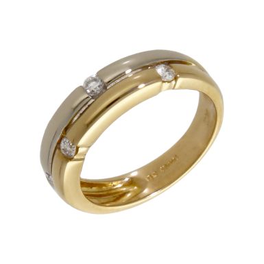 Pre-Owned 18ct Yellow & White Gold Diamond Set 2 Row Band Ring