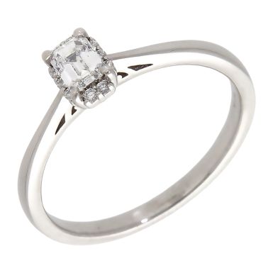 Pre-Owned 18ct White Gold Emerald Cut Diamond Solitaire Ring