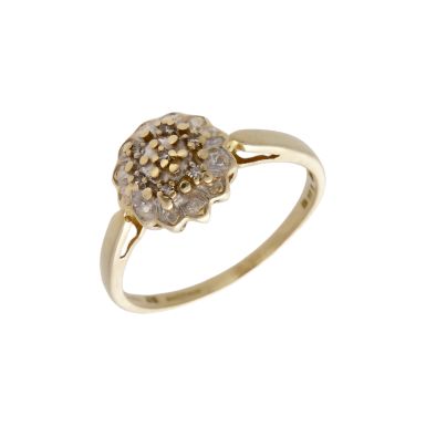 Pre-Owned 9ct Yellow Gold Illusion Set Diamond Cluster Ring