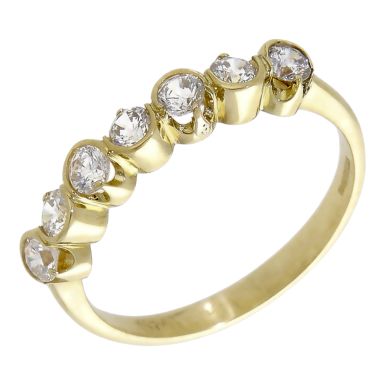 Pre-Owned 14ct Yellow Gold Cubic Zirconia Half Eternity Ring